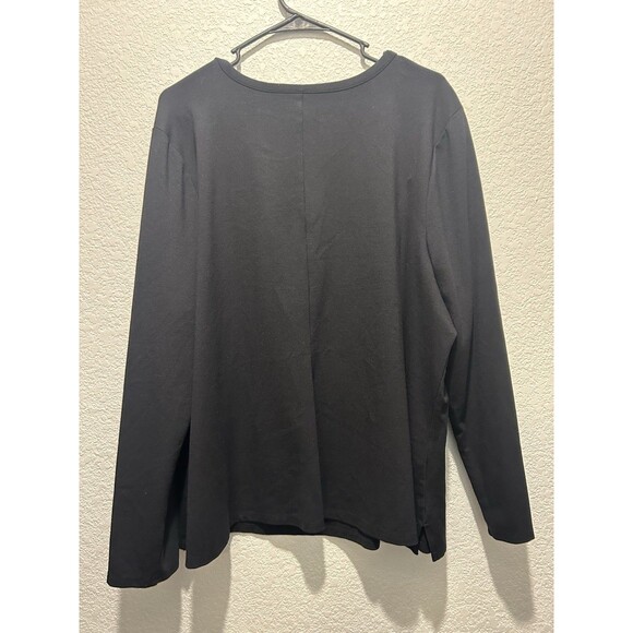 Lane Bryant Sheer Swiss Dot Black Long Sleeve Top Business Modest Minimalist 22 - Picture 2 of 5